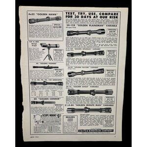 United Binocular Company Print Ad Vintage 1962 Chicago IL Hunting Scopes